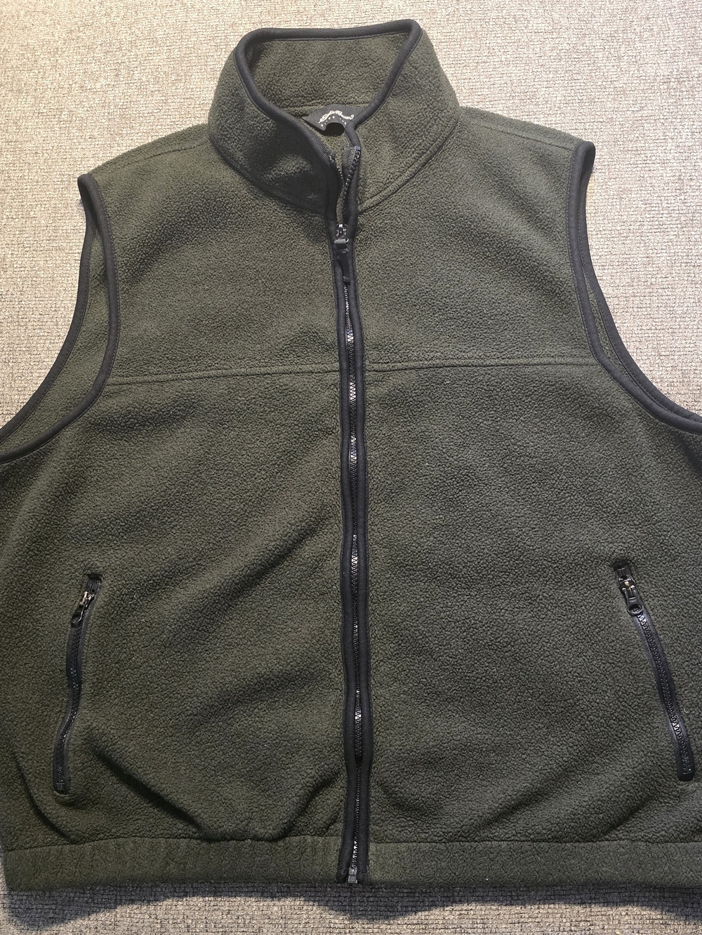 Eddie Bauer Olive Green Fleece Vest with Zip Pockets